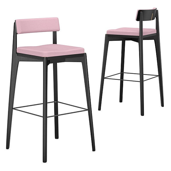 Стул барный aska, рогожка, черный/розовый