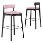 Стул барный aska, рогожка, черный/розовый