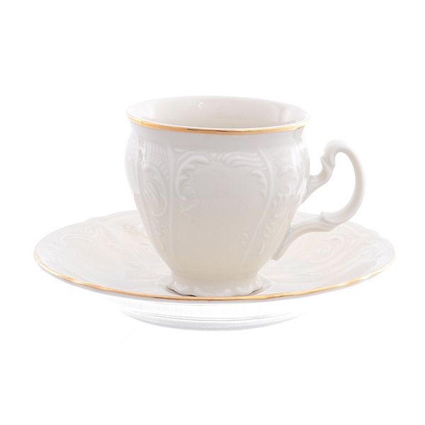 Набор кофейных пар 90 мл, 6 пар Bernadotte Белый узор Be-Ivory