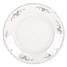 Набор обеденных тарелок 24 см Thun Констанция серый орнамент отводка платина 6 шт