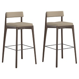 Набор из 2 барных стульев aska, рогожка, венге/бежевый