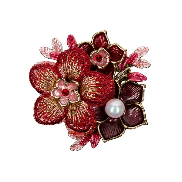Брошь  Shadore Букет, красный
