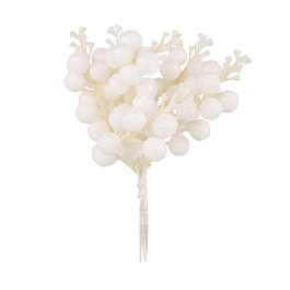 Набор веток с ягодами на вставках 19 см Азалия белый 6 шт