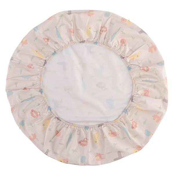 Простыня круглая на резинке из сатина с принтом Animalia World 75 х 75 см Tkano Tiny World