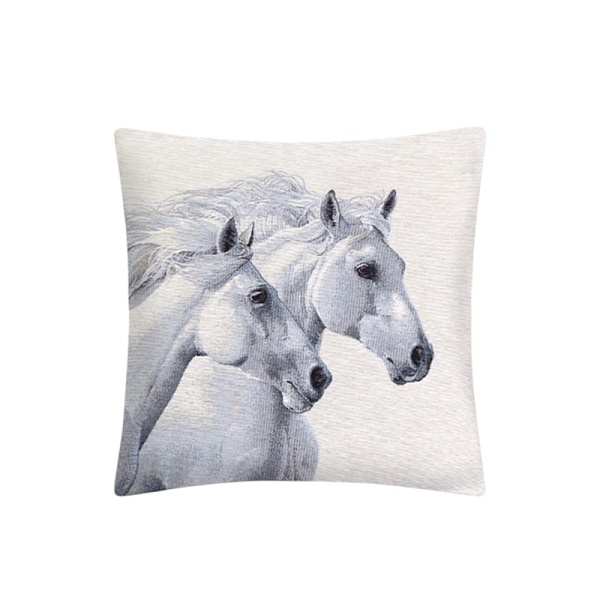 Подушка 44 х 44 см Пара белых лошадей, Le Gobelin белый/бежевый