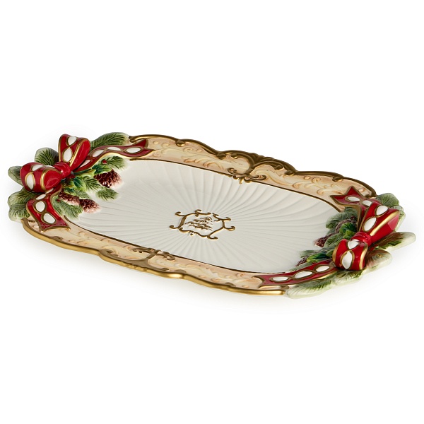 Блюдо прямоугольное 45 х 30 см Lefard Елка белый/зеленый/золото