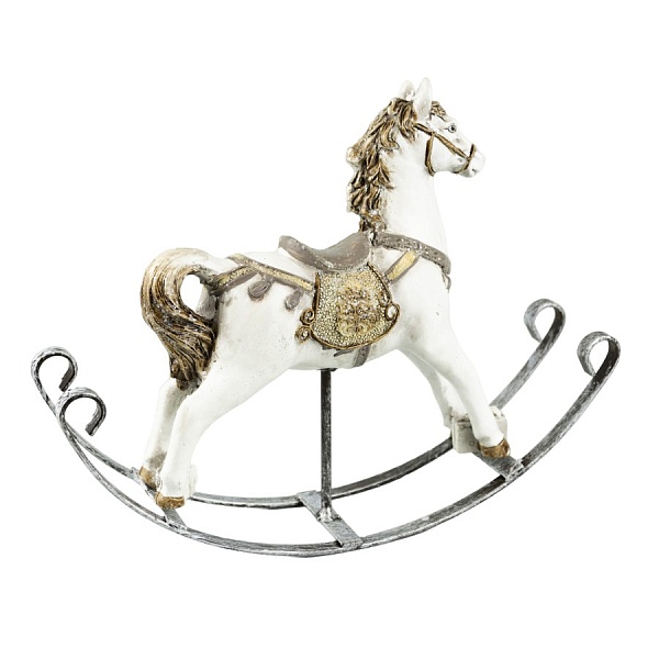 Сувенир Лошадка 21 см бело-бронзовый