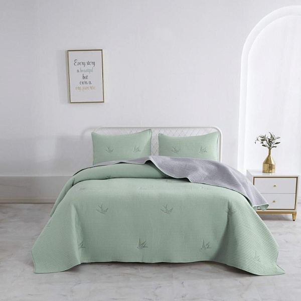 Комплект покрывало и наволочка 160 х 220 см Sofi de Marko Жаклин зелёный