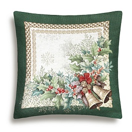 Подушка 45 x 45 см Le Gobelin Елочные украшения Колокольчики зеленая