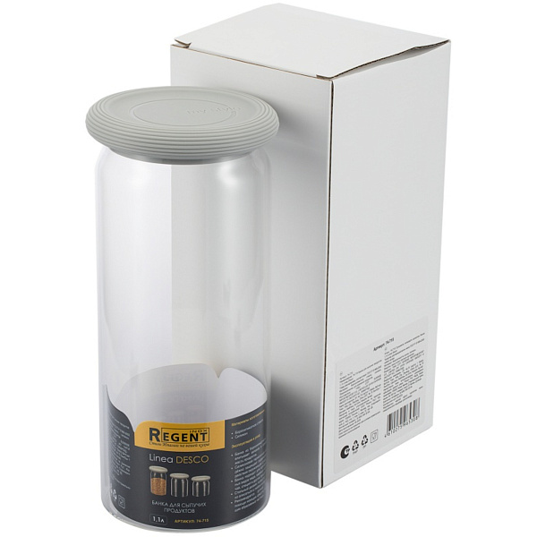 Банка для сыпучих продуктов  Regent inox Linea Desco 1,1л 