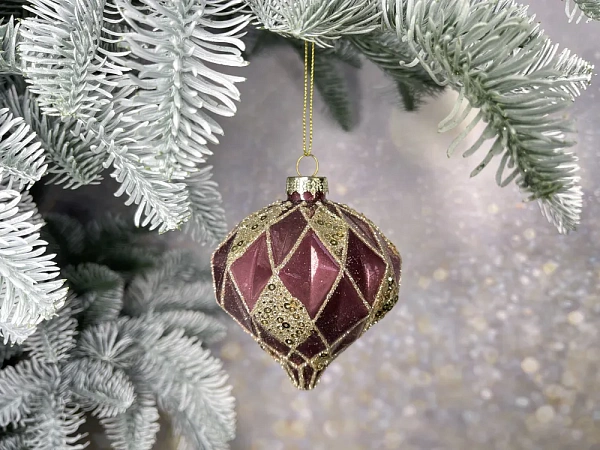 Шар стеклянный 8 см House of Seasons бордовый три вида 