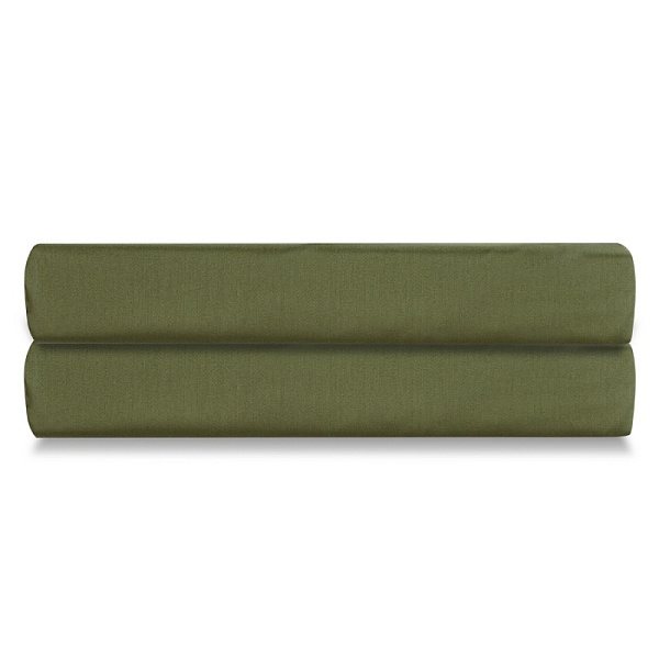 Простыня на резинке из сатина оливкового цвета Tkano 180 х 200 см