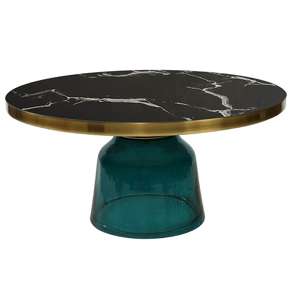 Столик кофейный odd, D75 см, мрамор/голубой