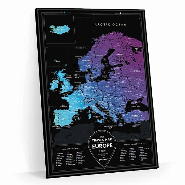 Карта Travel Map Black Europe