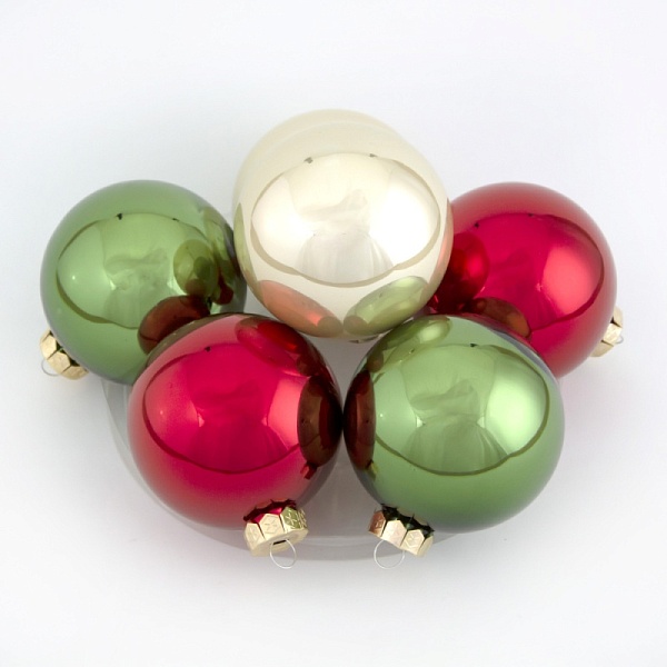 Набор шаров в тубе 8 см Азалия зеленый/красный 6 шт