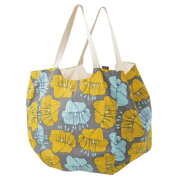 Сумка-авоська из хлопка Tkano Prairie цветы серый