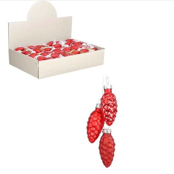 Связка из 3 шишек 3 см House of Seasons красная 