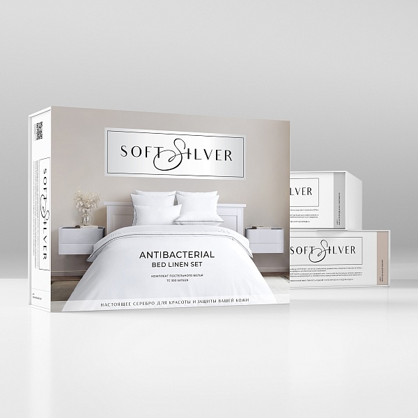 Комплект постельного белья 1,5 - спальный  Soft Silver, альпийский снег