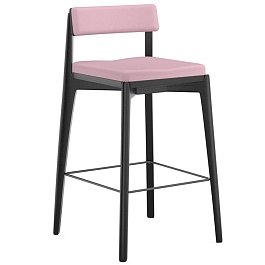 Стул полубарный aska, рогожка, черный/розовый