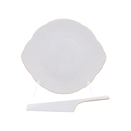 Тарелка для торта 27 см с лопаткой Bernadotte Белый узор