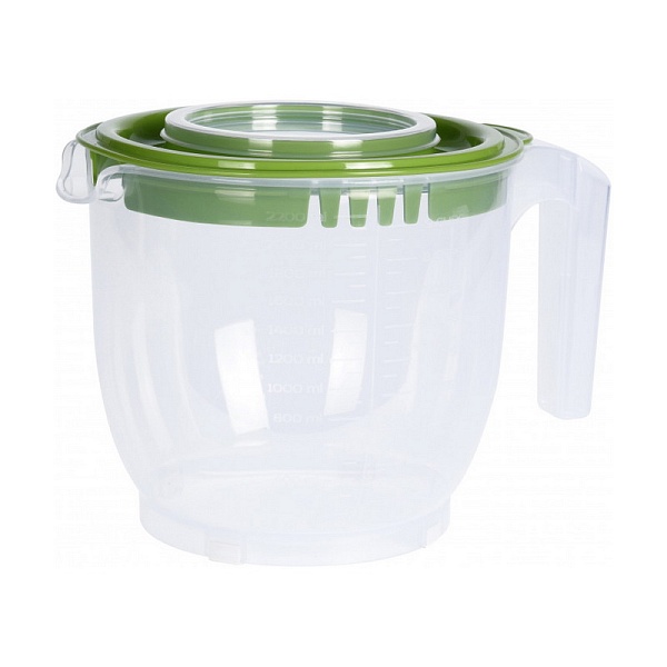 Миска для смешивания с двумя крышками 2,2 л "Fresh" в ассортименте