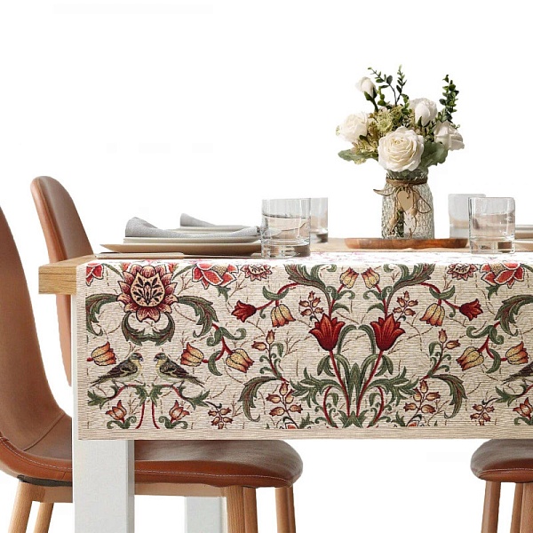 Скатерть 100 х 100 см Le Gobelin Моррис Ловцы клубники бежевая