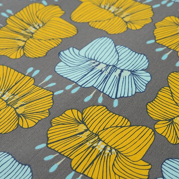 Салфетка сервировочная 45 x 45 см Tkano Prairie Цветы из хлопка серый