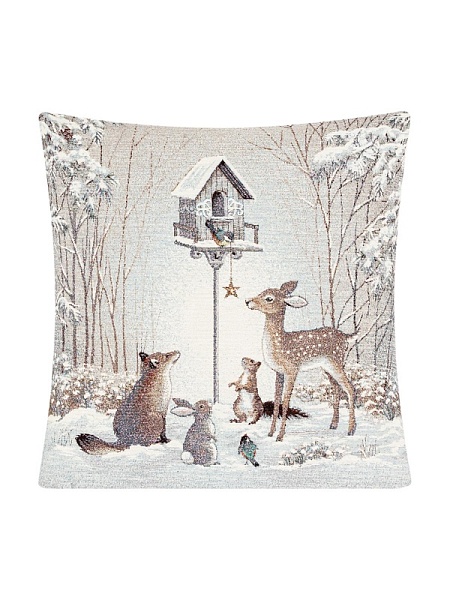 Подушка 45х45 см Лесные друзья у кормушки