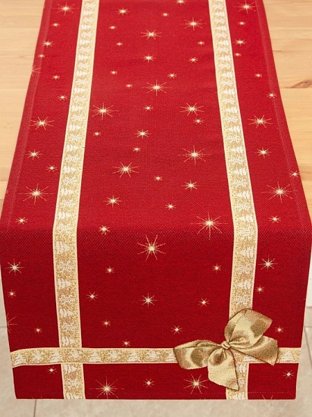 Дорожка 44 х 140 см Le Gobelin Золотой бантик красный/золотой