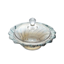 Конфетница 21 см Bohemia Gold Picadelli с крышкой зелёный