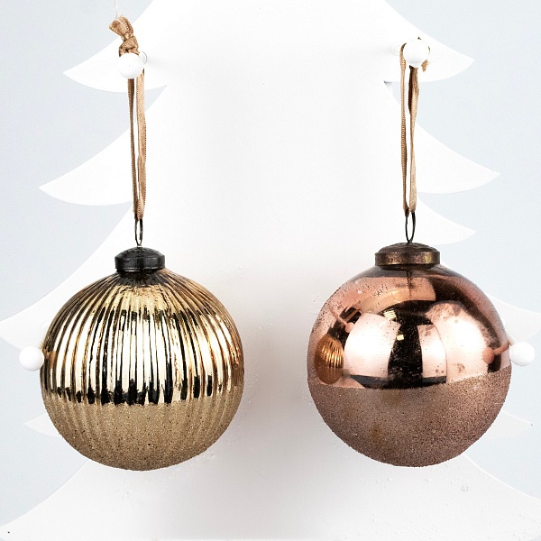Украшение подвесное шар стеклянный 10 см DecoLine бронзовый в ассортименте