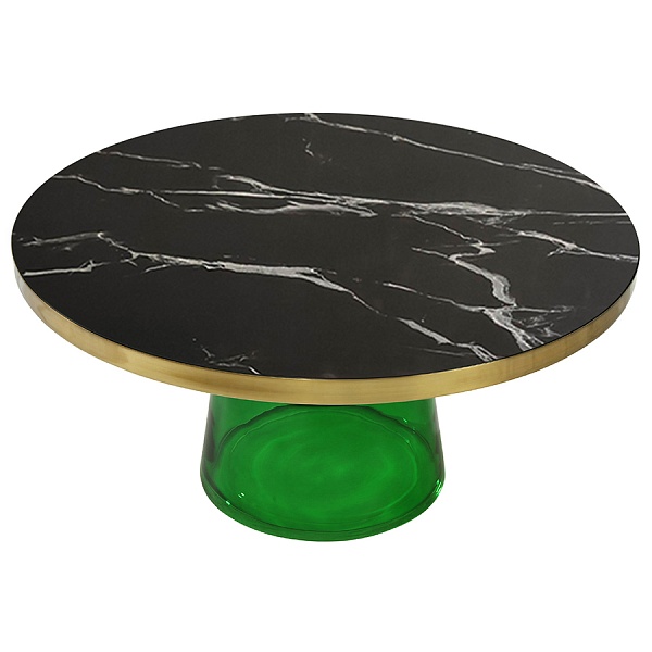 Столик кофейный odd, D75 см, мрамор/зеленый