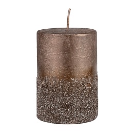 Свеча столбик с глиттером 7 x 10 см Азалия коричневая