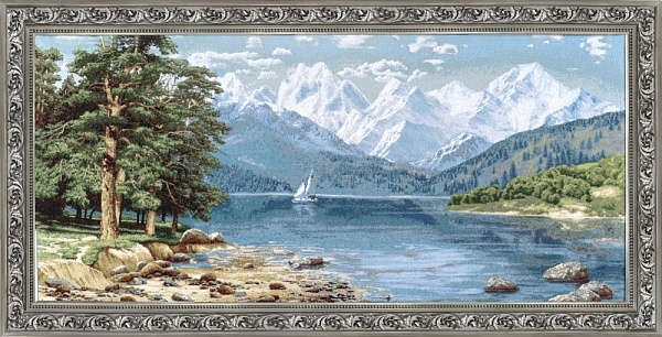 Репродукция картины 50 х 100 см Декарт Парусник у гор