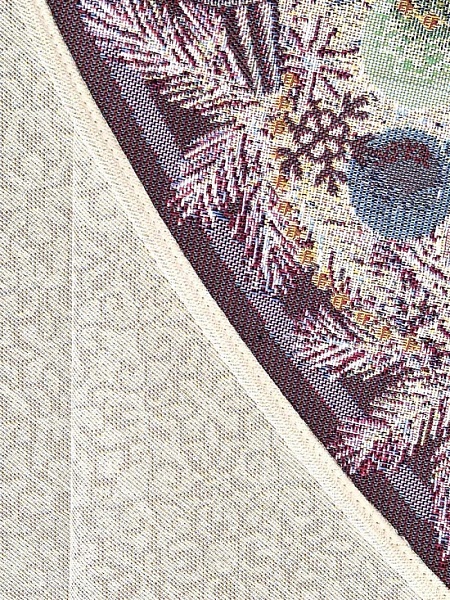 Скатерть круглая 180 см Le Gobelin Новогодний пир бежевый/зеленый