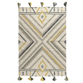 Ковер из хлопка с контрастным узором и кисточками из коллекции ethnic, 160х230 см