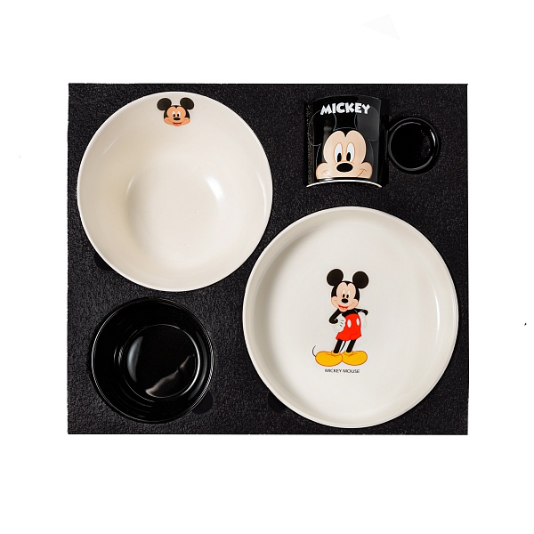 Набор посуды  Микки Маус, черный/белый