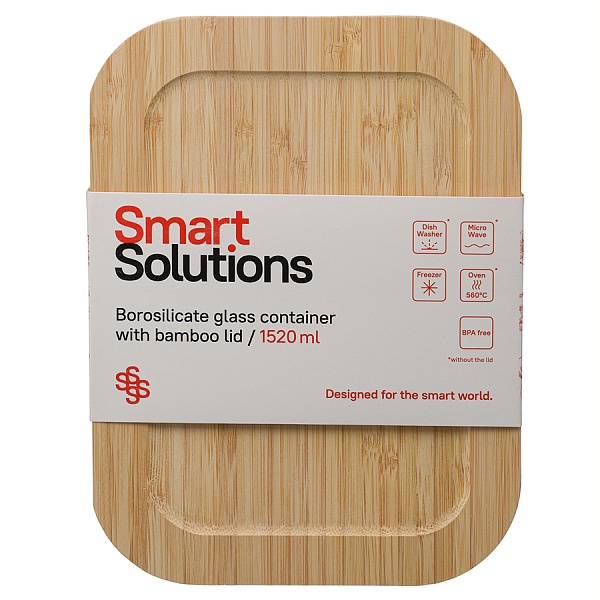 Контейнер стеклянный с крышкой из бамбука 1,52 л Smart Solutions