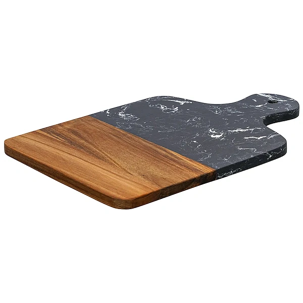Доска сервировочная Marm, 21,5 х 33,5 см, черный мрамор/акация