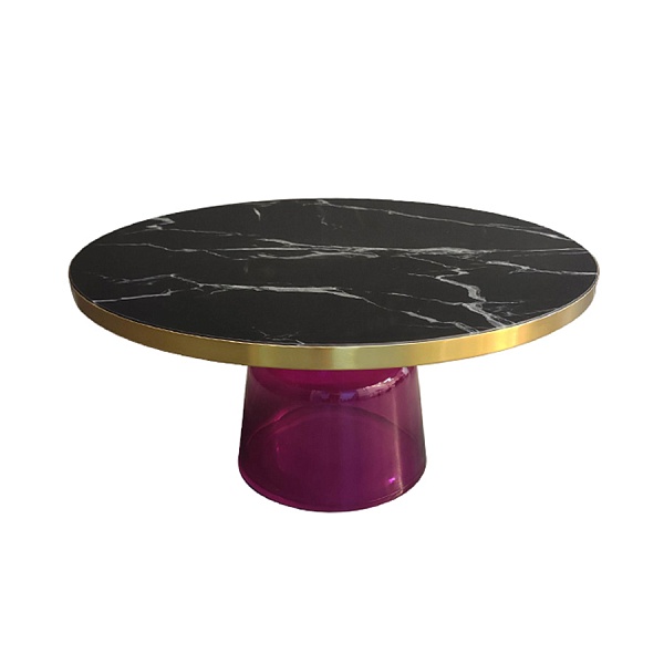 Столик кофейный odd, D75 см, черный мрамор/фиолетовый