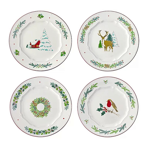 Набор тарелок 23 см Tkano Nordic winter 4 шт белый 