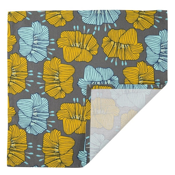 Салфетка сервировочная 45 x 45 см Tkano Prairie Цветы из хлопка серый
