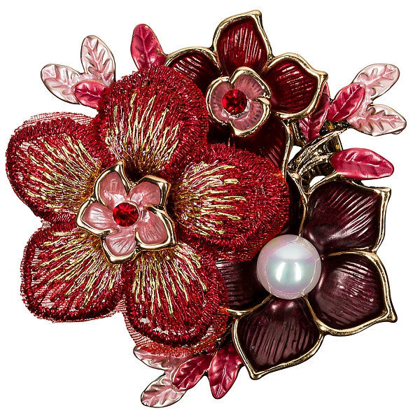 Брошь  Shadore Букет, красный
