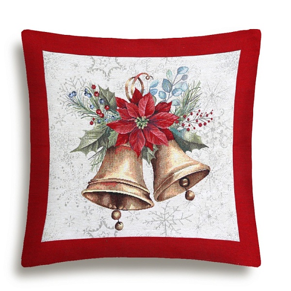 Подушка 45 х 45 см Le Gobelin Елочные украшения Колокольчики красная