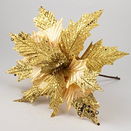 Пуансетия с глиттером на вставке 28 см Азалия золотая