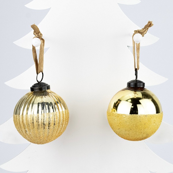 Украшение подвесное шар стеклянный 8 см DecoLine золотой в ассортименте