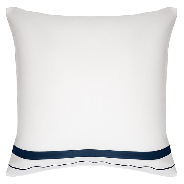 Набор из двух наволочек из сатина белого цвета с темно-синим кантом из коллекции essential, 70х70 см