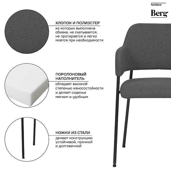 Стул Bergenson Bjorn Wendy рогожка тёмно-серый