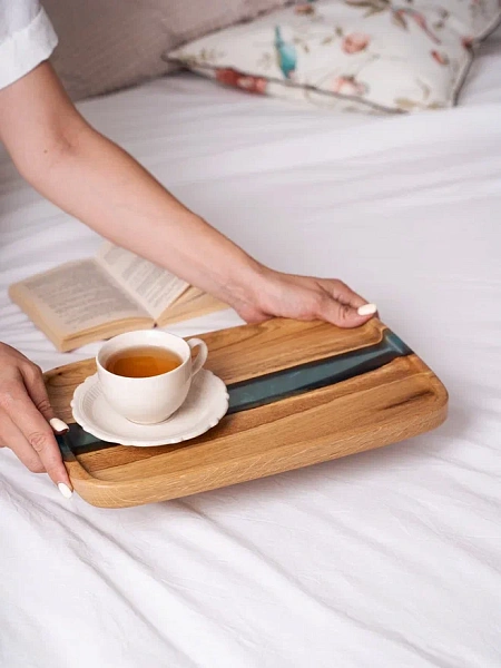 Поднос "Аура" 30х18 см, бирюза