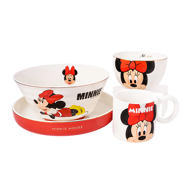 Набор посуды  Минни Маус, красный/белый